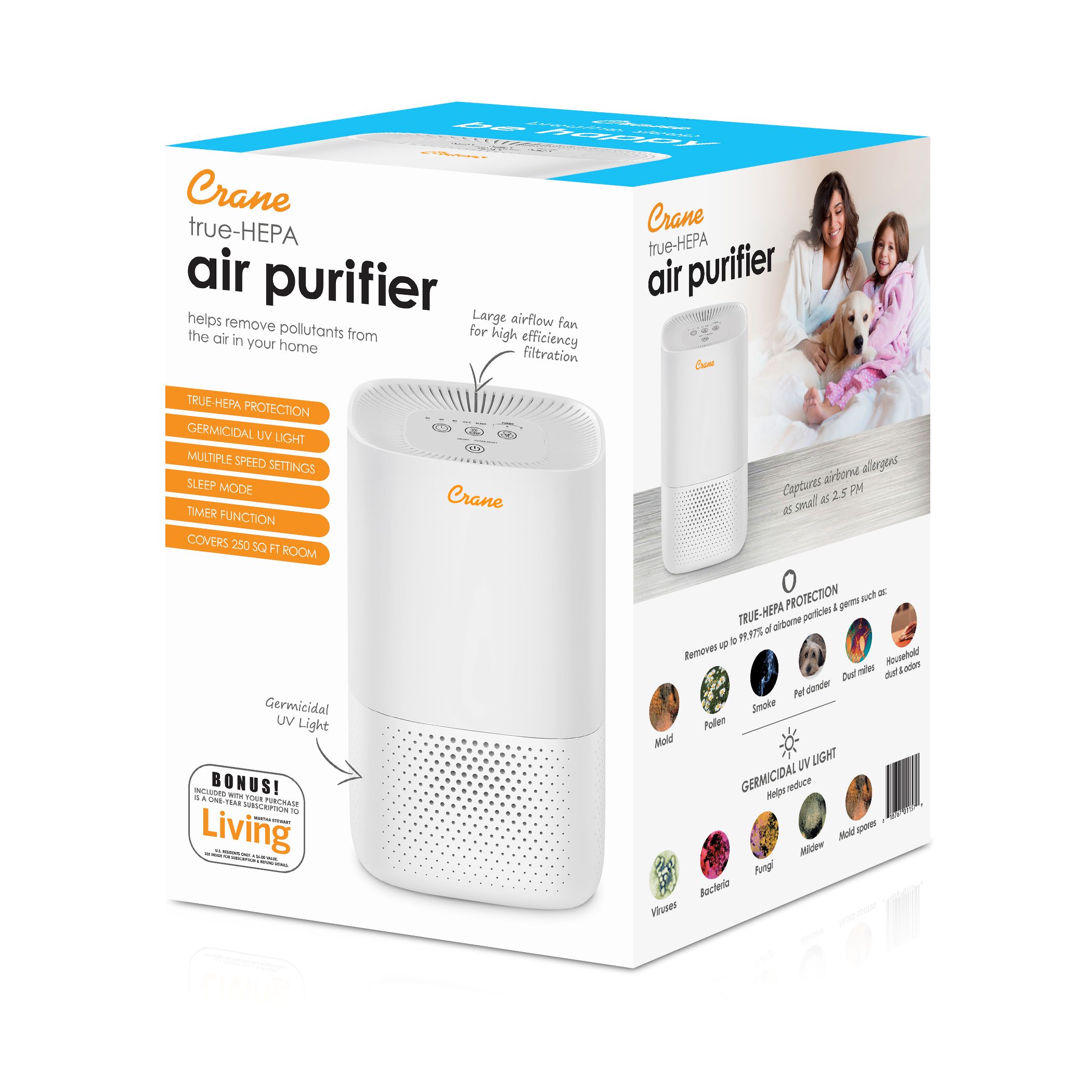 HEPA Tower Air Purifier (250 sq. ft.) | Crane USA - Crane USA