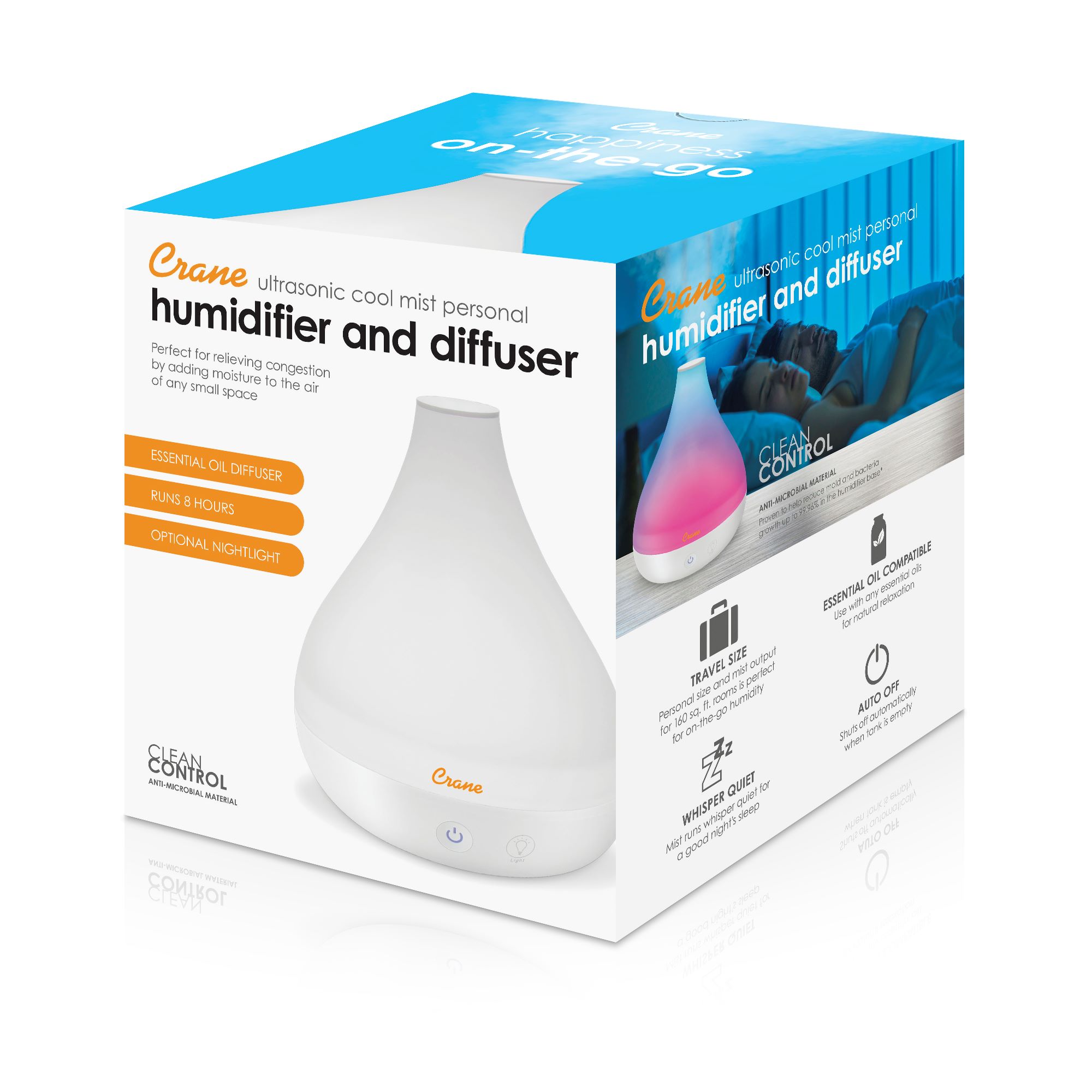 0.35 Gal. 2-in-1 Ultrasonic Cool Mist Humidifier & Aroma Diffuser for Small  Rooms - Crane USA