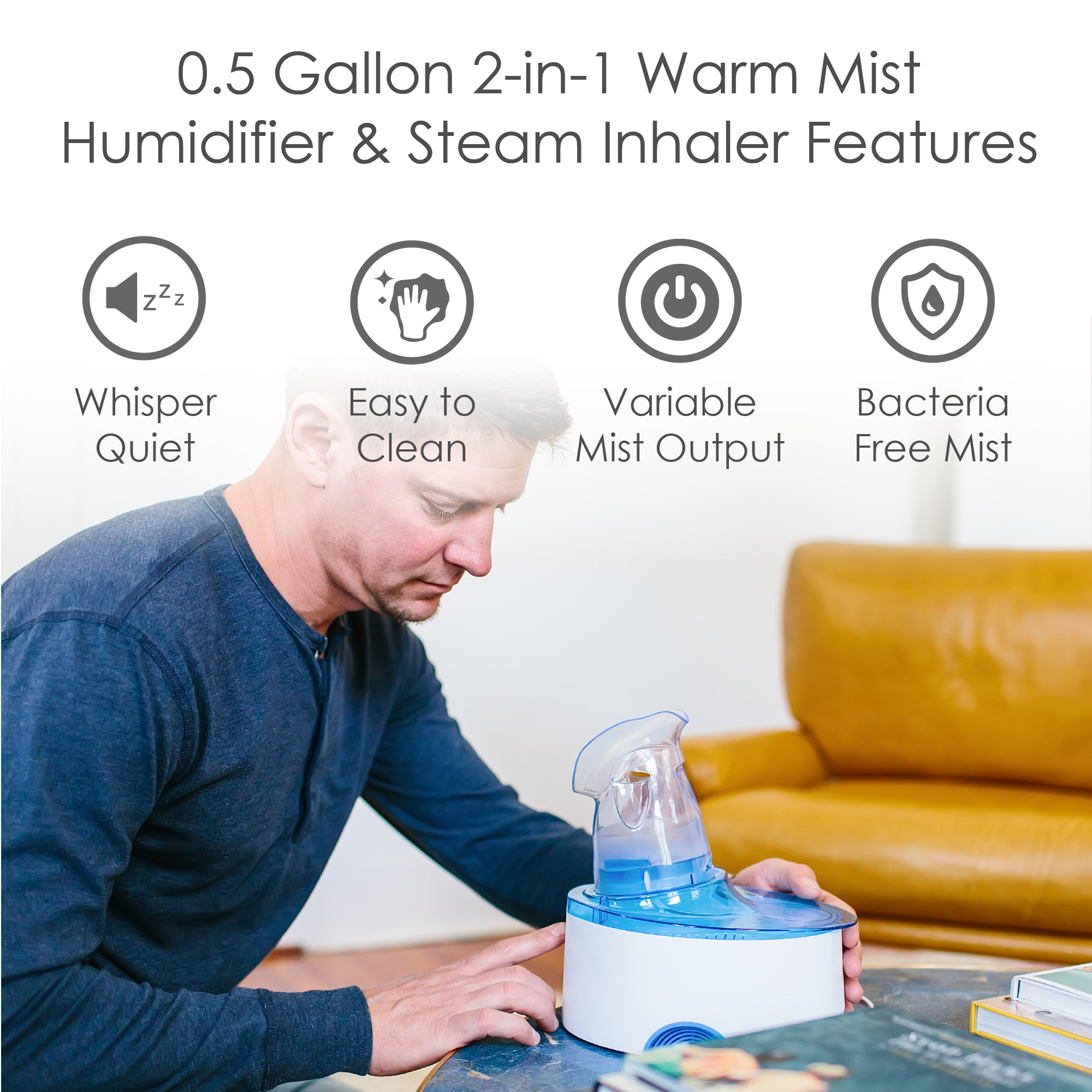 2-in-1 Warm Mist Humidifier & Steam Inhaler