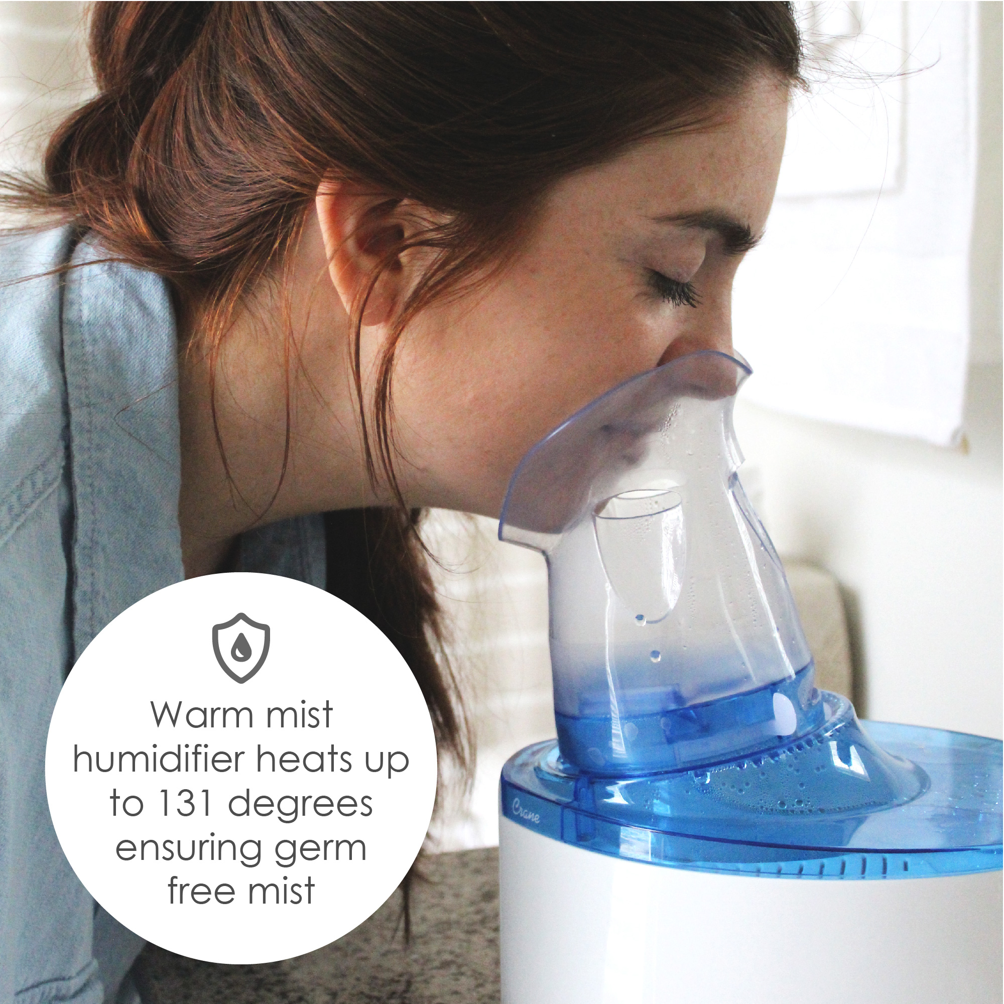 0.5 Gal. 2-in-1 Warm Mist Humidifier & Respiration Steam Inhaler for  Personal Therapeutic Use