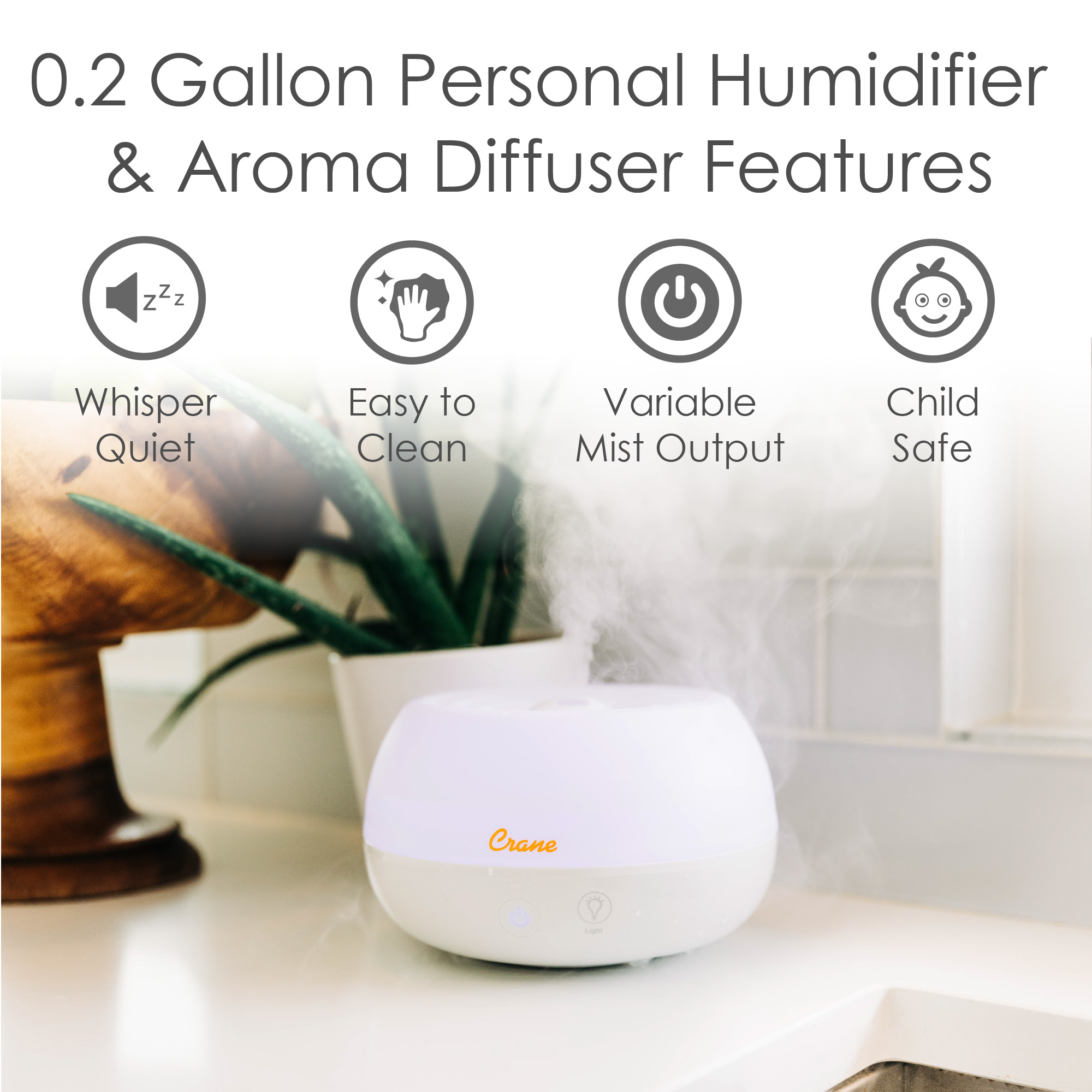 0.2 Gal. 2-in-1 Ultrasonic Cool Mist Humidifier & Aroma Diffuser