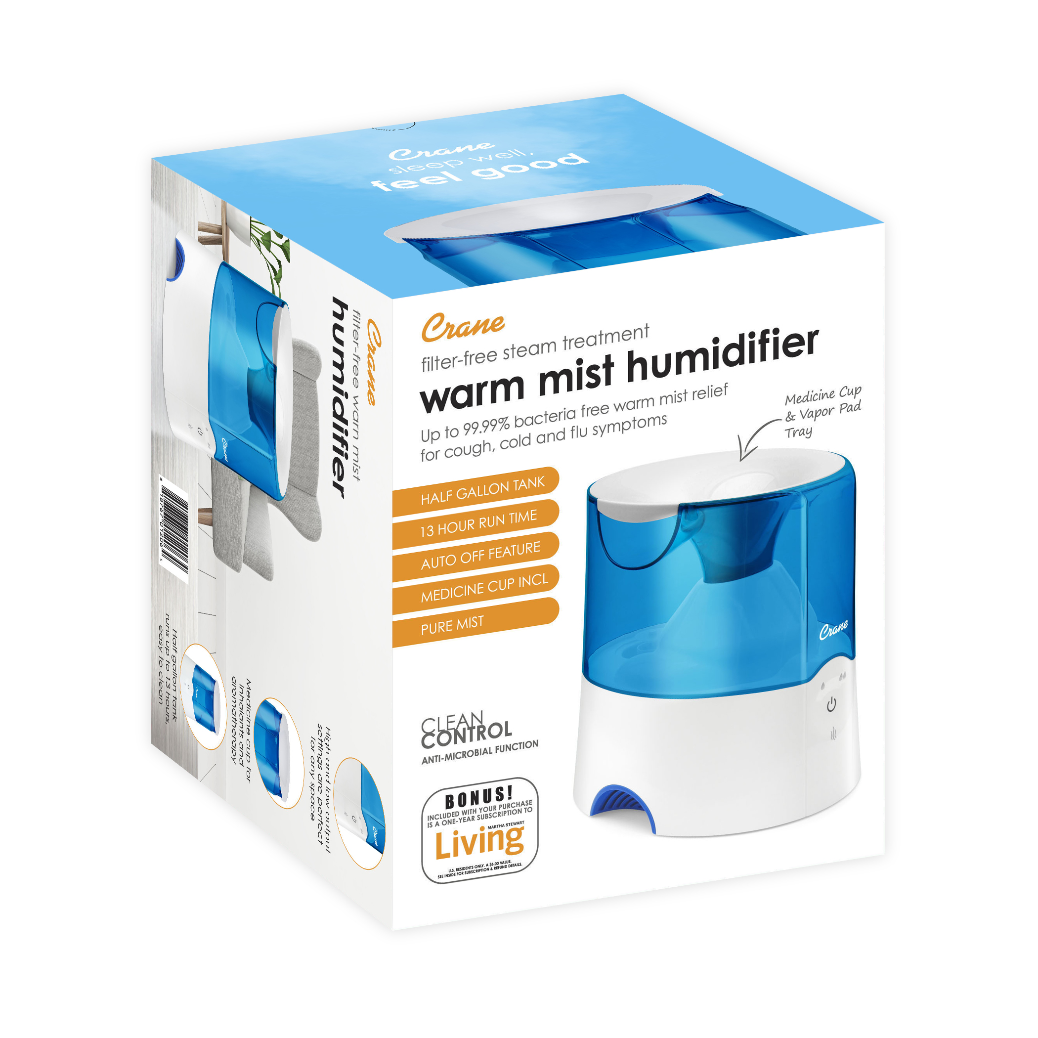 0.5 Gal. Warm Mist Humidifier w/ Vaporizer Function for Inhalation for  Small to Medium Rooms