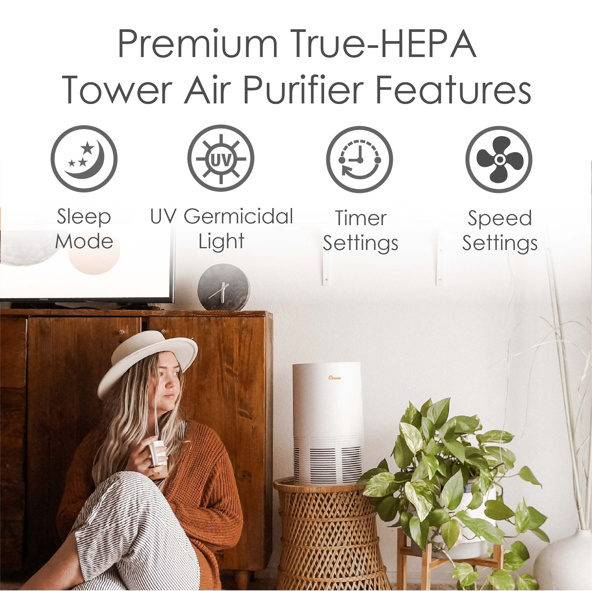 HEPA Tower Air Purifier (250 sq. ft.)