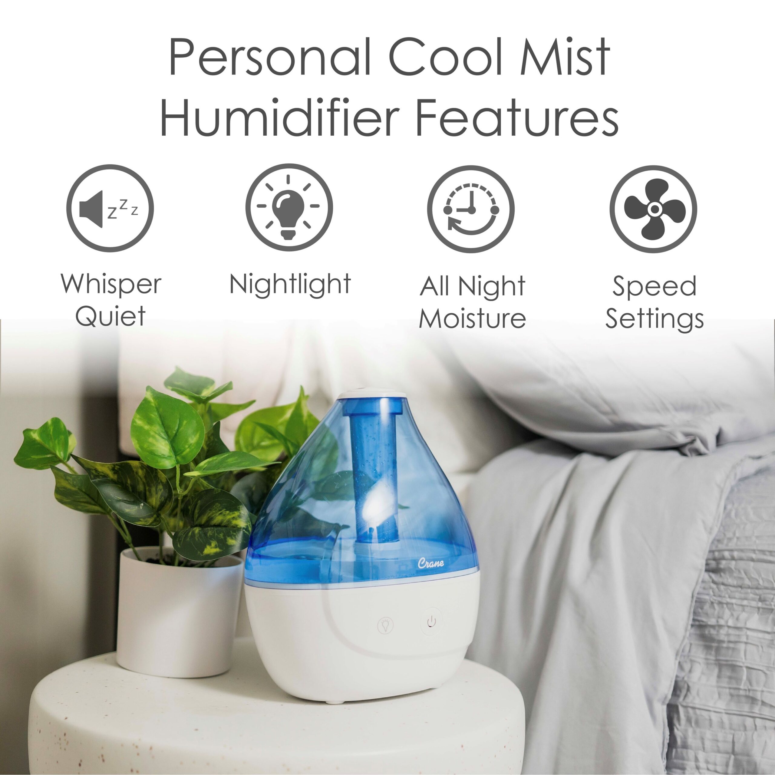 Personal Ultrasonic Cool Mist Humidifier - Crane USA